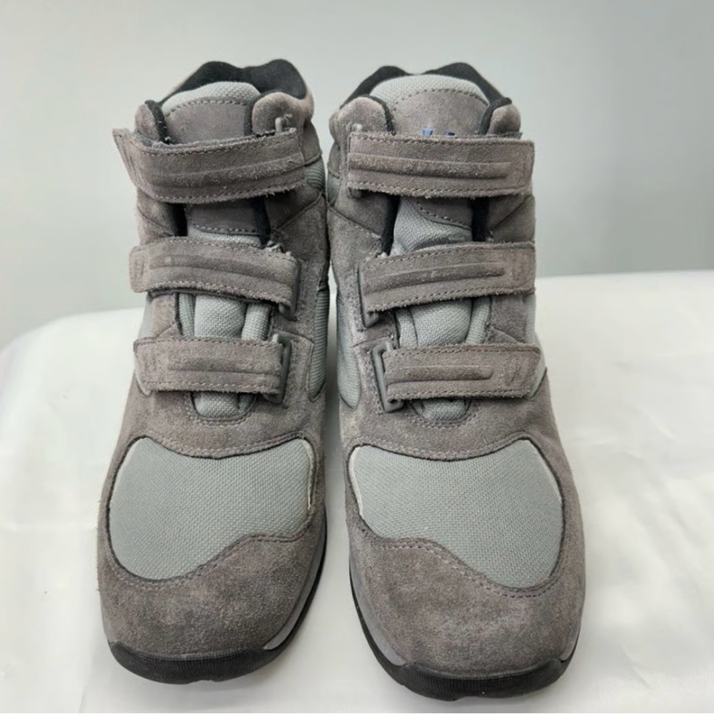 Women's Gray Ankle Boots with Velcro Straps